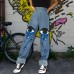 Printed denim trousers HF0812-04-01 Printed denim trousers HF0812-04-01